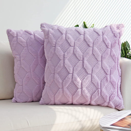 18"x18" geometric honeycomb plush throw pillow 5 colors 3d faux fur texture modern & cozy accent insert included