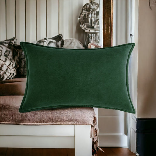 Luxe velvet lumbar pillow 19 colors classic flange edge elegant solid color accent insert included 12"x20"