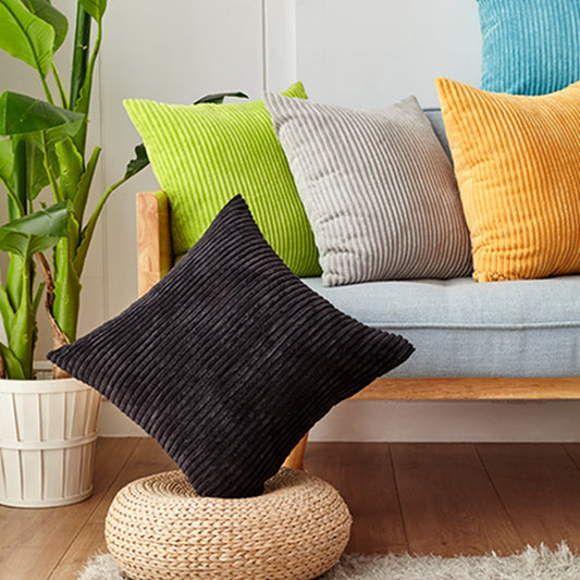 20''x20'' corduroy stripe throw pillow | 10 colors soft textured wide wale design | cozy modern accent | insert included