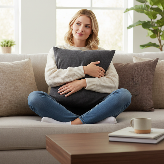 18''x18'' textured solid throw pillow | 12 colors rustic linen-look weave | farmhouse & modern accent | insert included