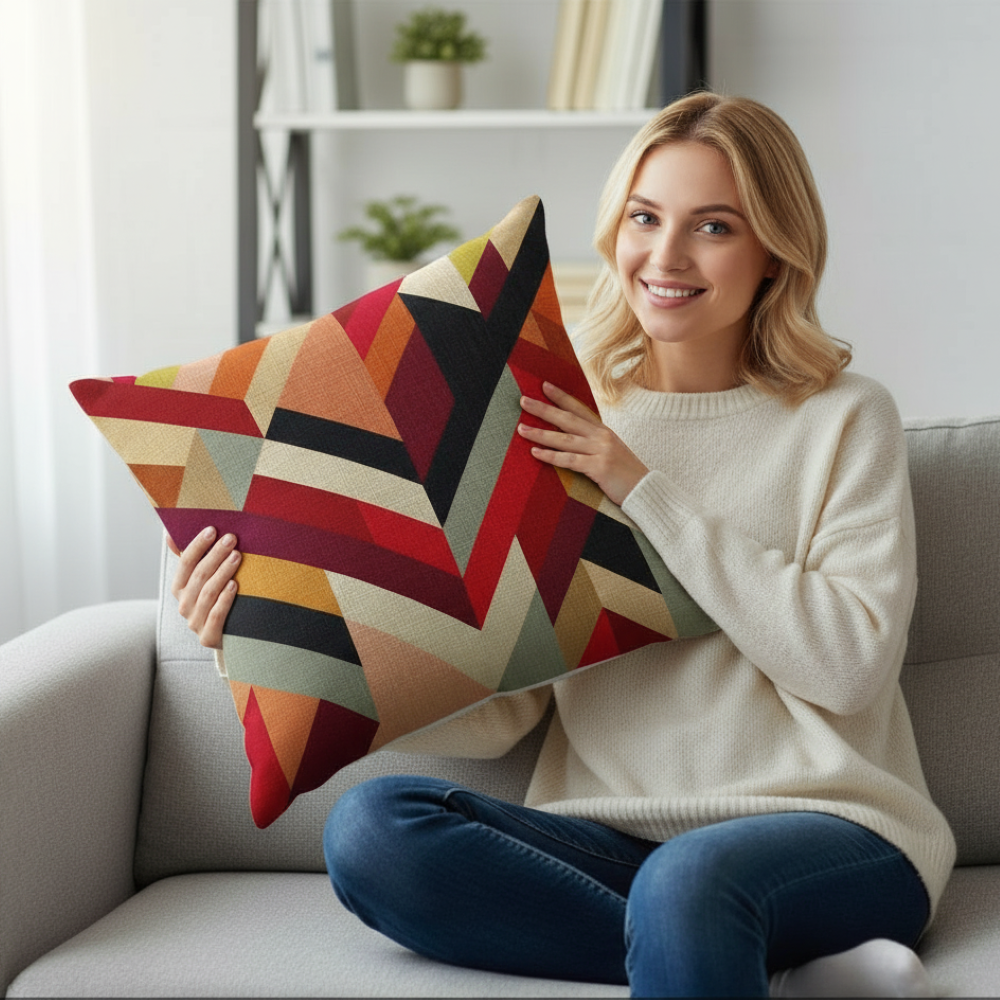 Set of 2 Square Geometric Pattern Throw Pillow (With or Without Inserts) size 18"x18"