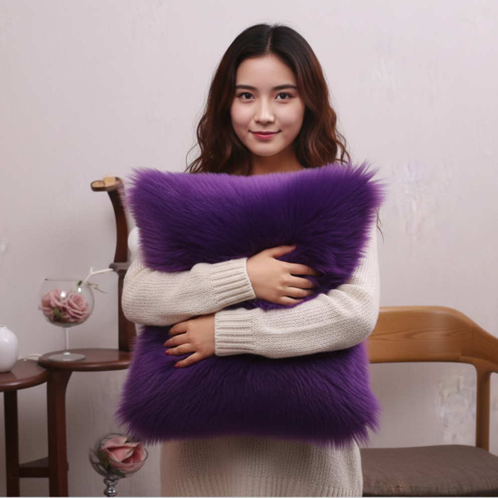 Luxury Faux Fur Throw Pillow | 6 Bold & Neutral Colors | Insert Included 3 sizes