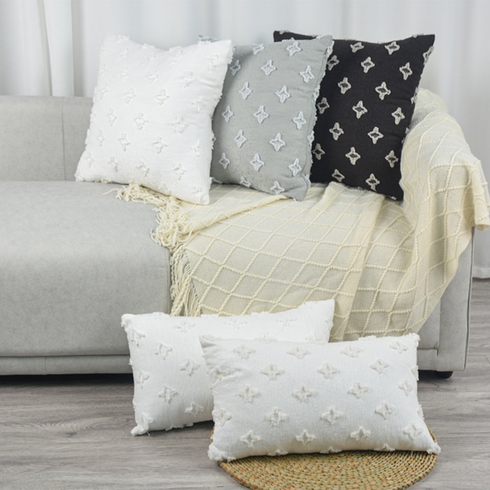 Flower Tufted Pillow Embroidered Daisy flower Pillow (With/Without Inserts)18x18 inches, pack of 2 throw pillows