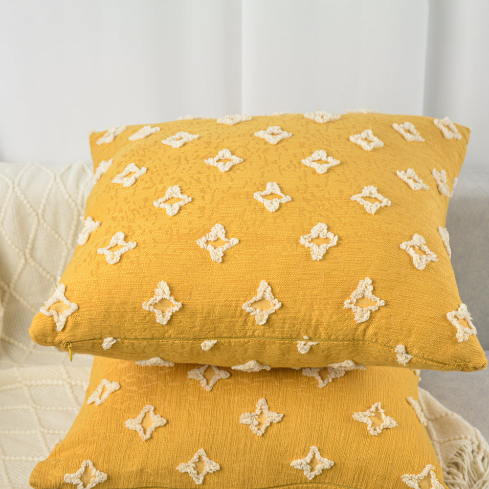 Flower Tufted Pillow Embroidered Daisy flower Pillow (With/Without Inserts)18x18 inches, pack of 2 throw pillows