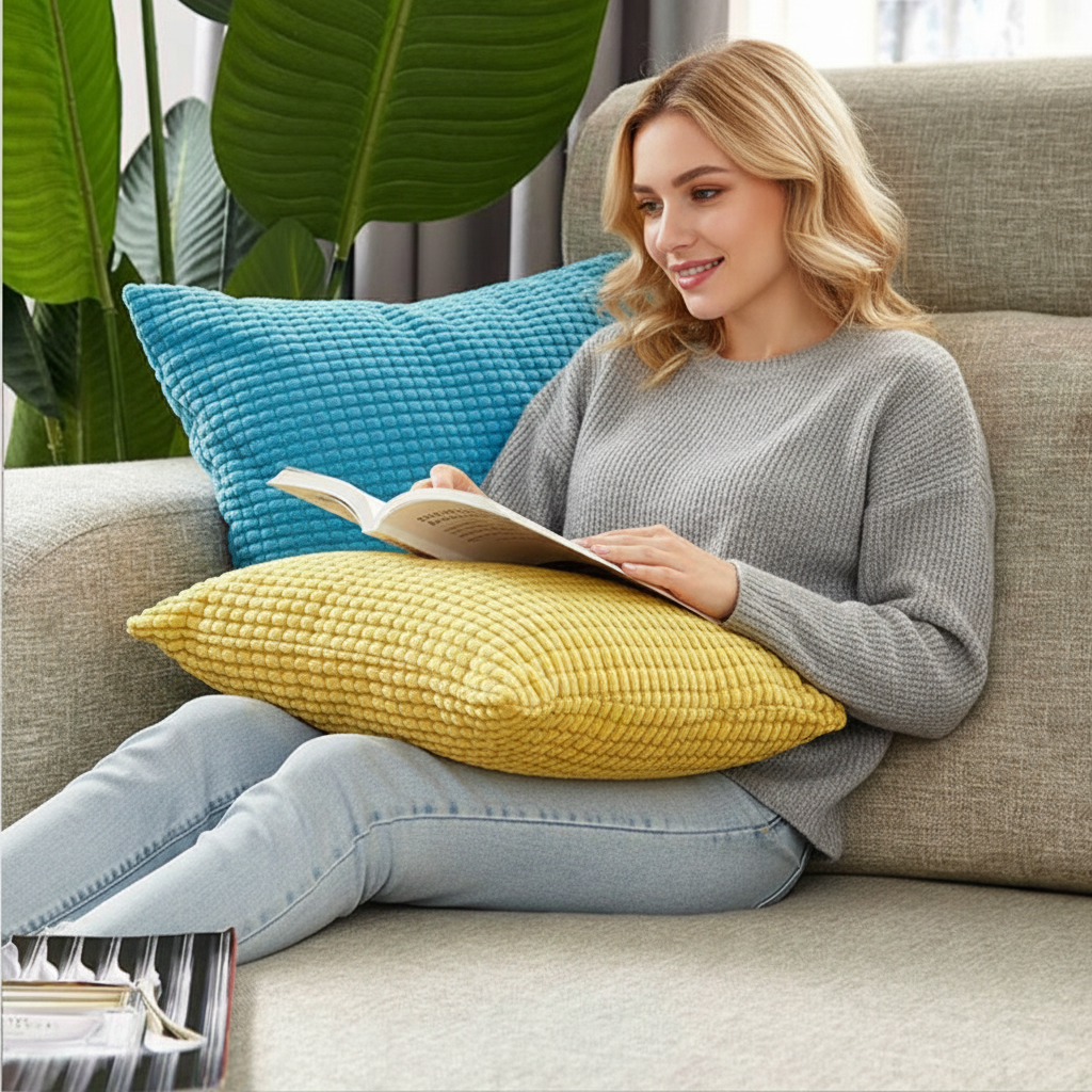 20''x20'' soft chenille dot throw pillow | 8 colors plush textured design | cozy modern accent | insert included