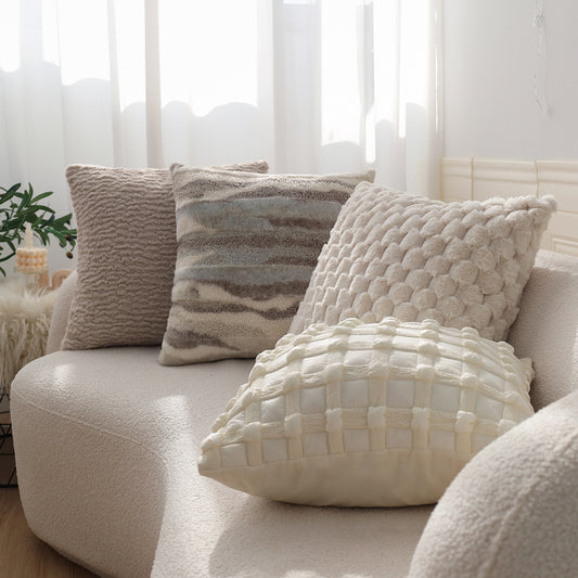 Combo Set of 4 Throw Pillow Covers AND Inserts mixed well styles one of each size 18"x18