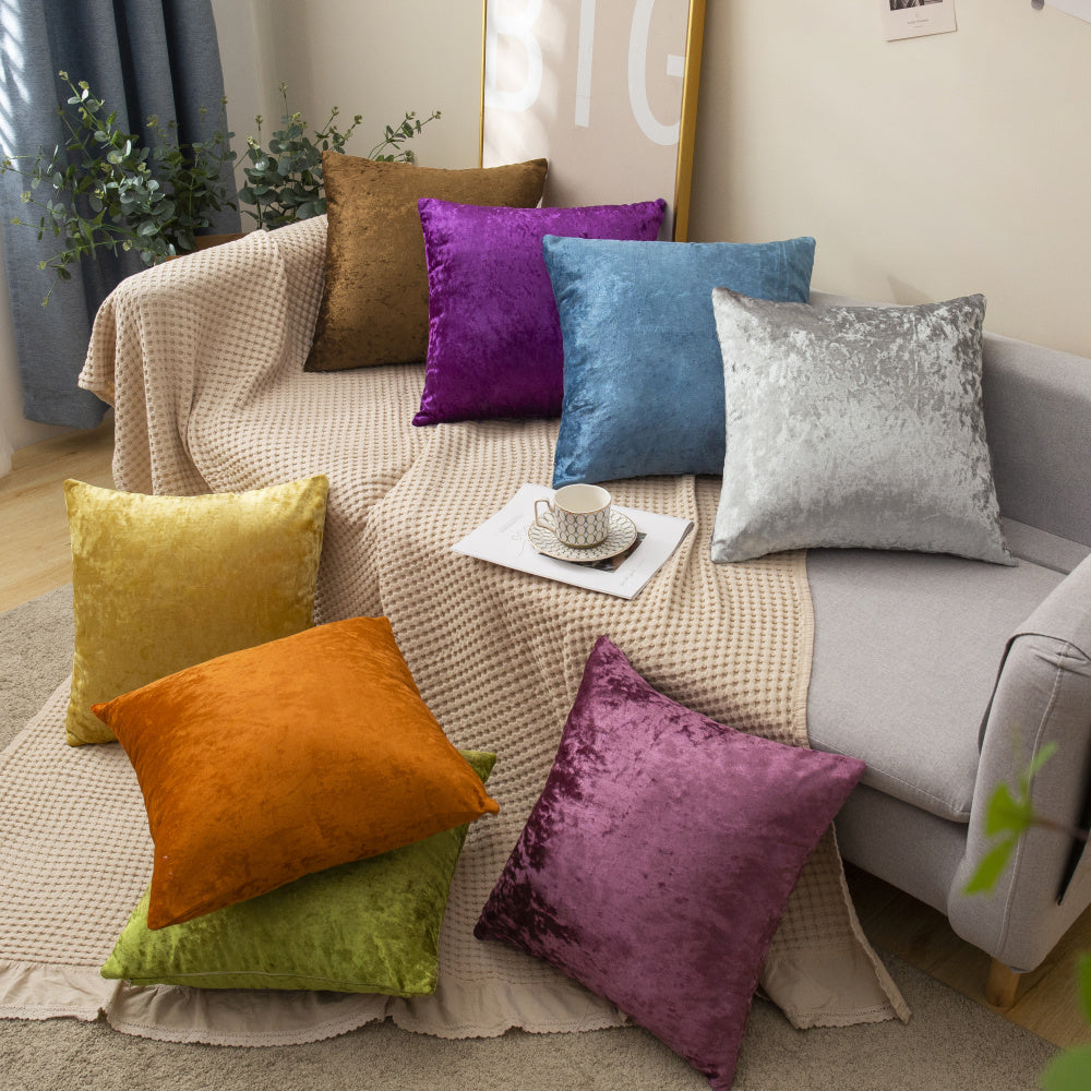 Set of 2 Velvet Home Decoration Throw Pillows (With or Without Inserts) size 18"x18'