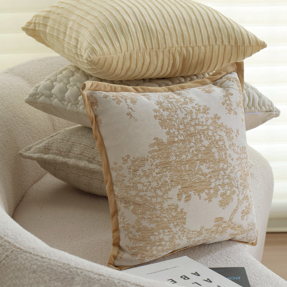 18"x18" Square Throw Pillow | Elegant Tree Motif Chenille Design | Soft & Textured Cushion Cover | 2 Insert Options | Neutral & Bold Colors