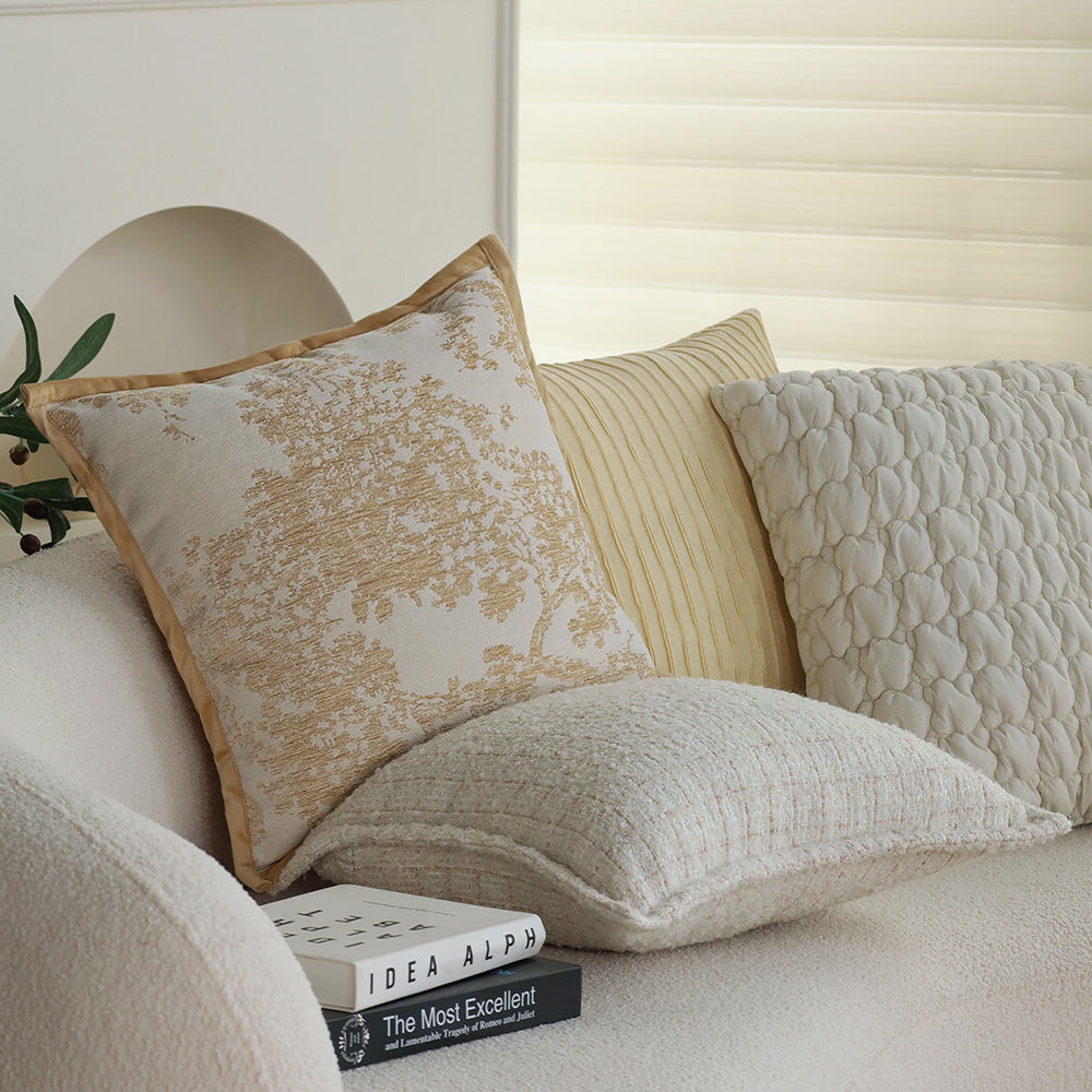 18"x18" Square Throw Pillow | Elegant Tree Motif Chenille Design | Soft & Textured Cushion Cover | 2 Insert Options | Neutral & Bold Colors
