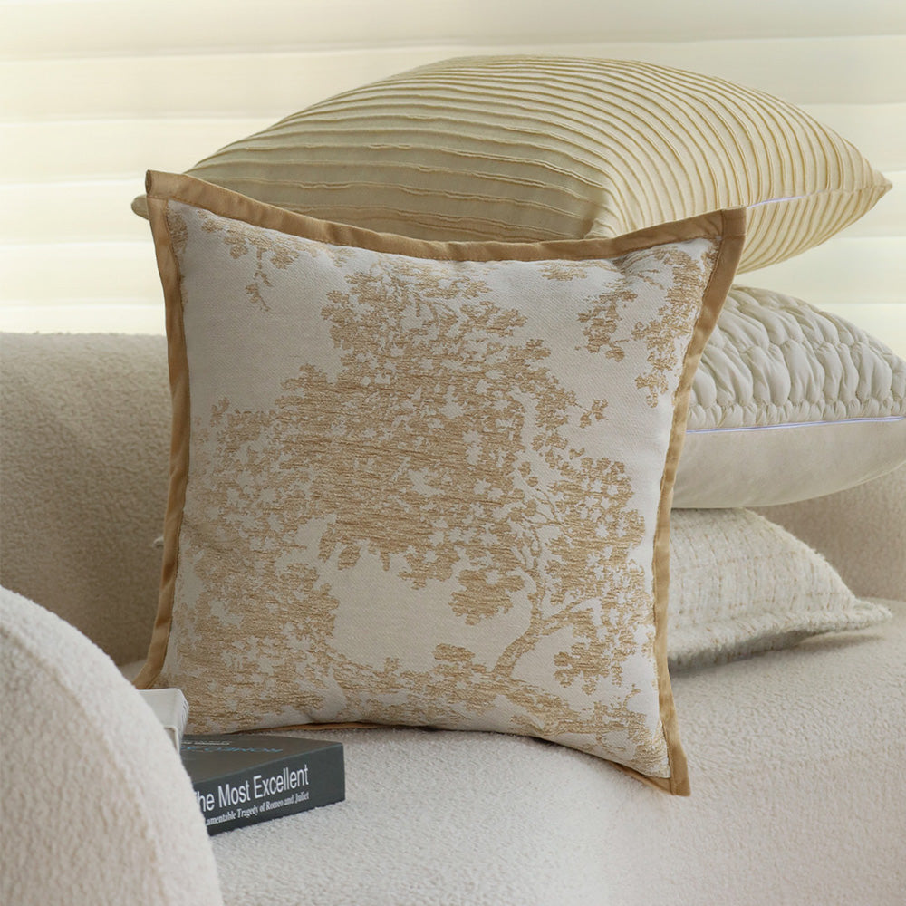 18"x18" Square Throw Pillow | Elegant Tree Motif Chenille Design | Soft & Textured Cushion Cover | 2 Insert Options | Neutral & Bold Colors