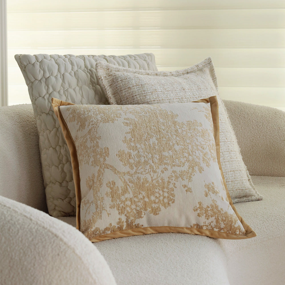 18"x18" Square Throw Pillow | Elegant Tree Motif Chenille Design | Soft & Textured Cushion Cover | 2 Insert Options | Neutral & Bold Colors
