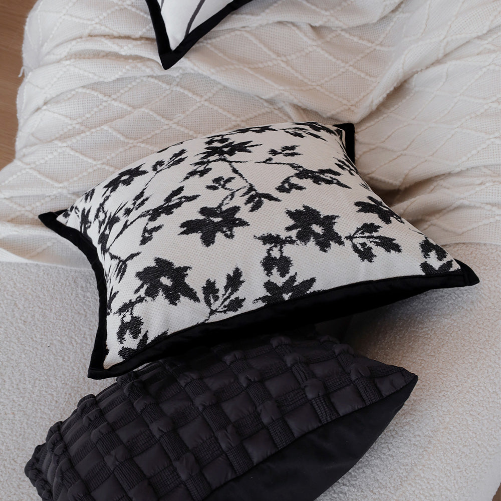 18" x18" Square Throw Pillow Jacquard Floral Chenille 2 sizes of Insert options