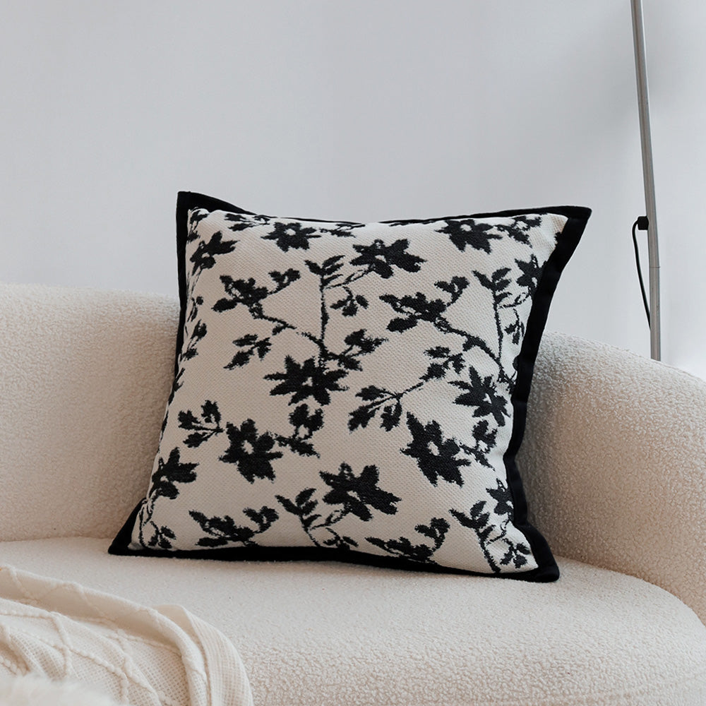 18" x18" Square Throw Pillow Jacquard Floral Chenille 2 sizes of Insert options
