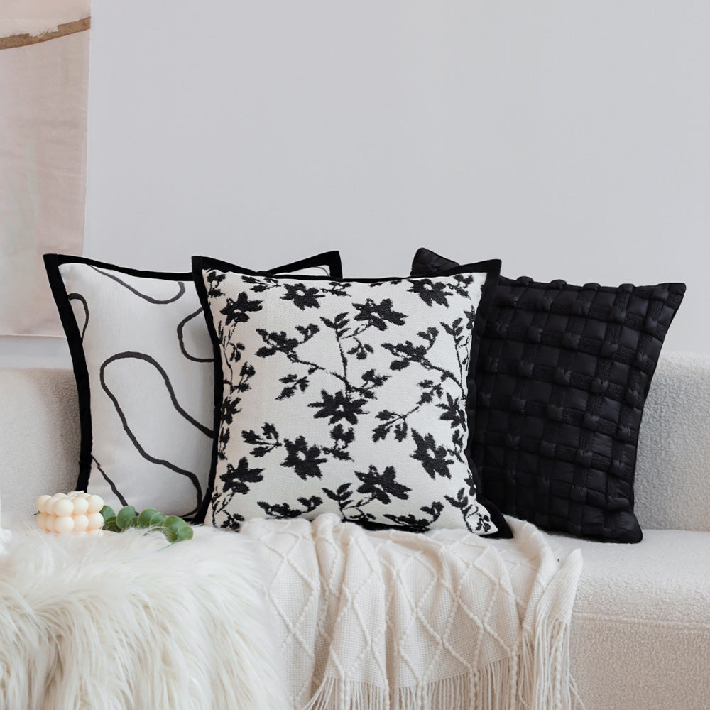 18" x18" Square Throw Pillow Jacquard Floral Chenille 2 sizes of Insert options