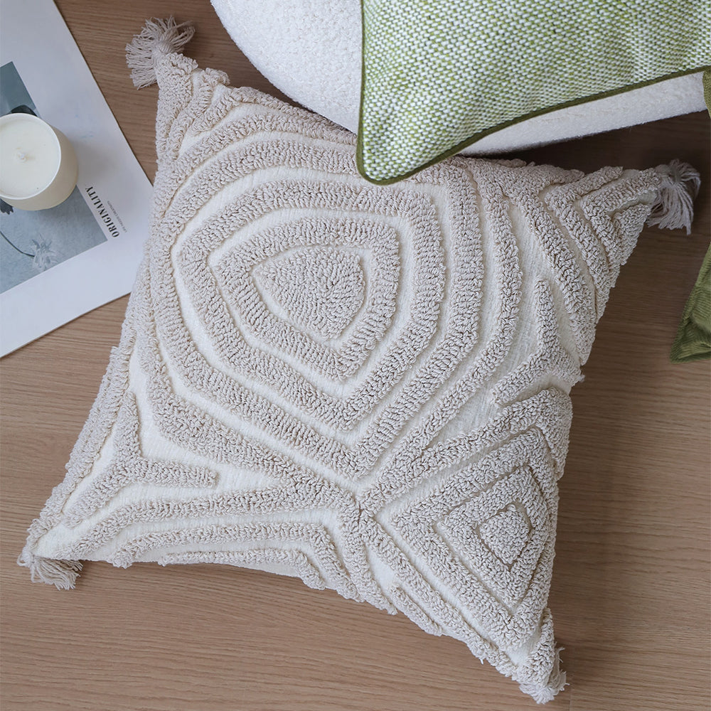 18"x 18" Square Throw Pillow Textured Chenille Boho size of 20"x20" Insert as optional