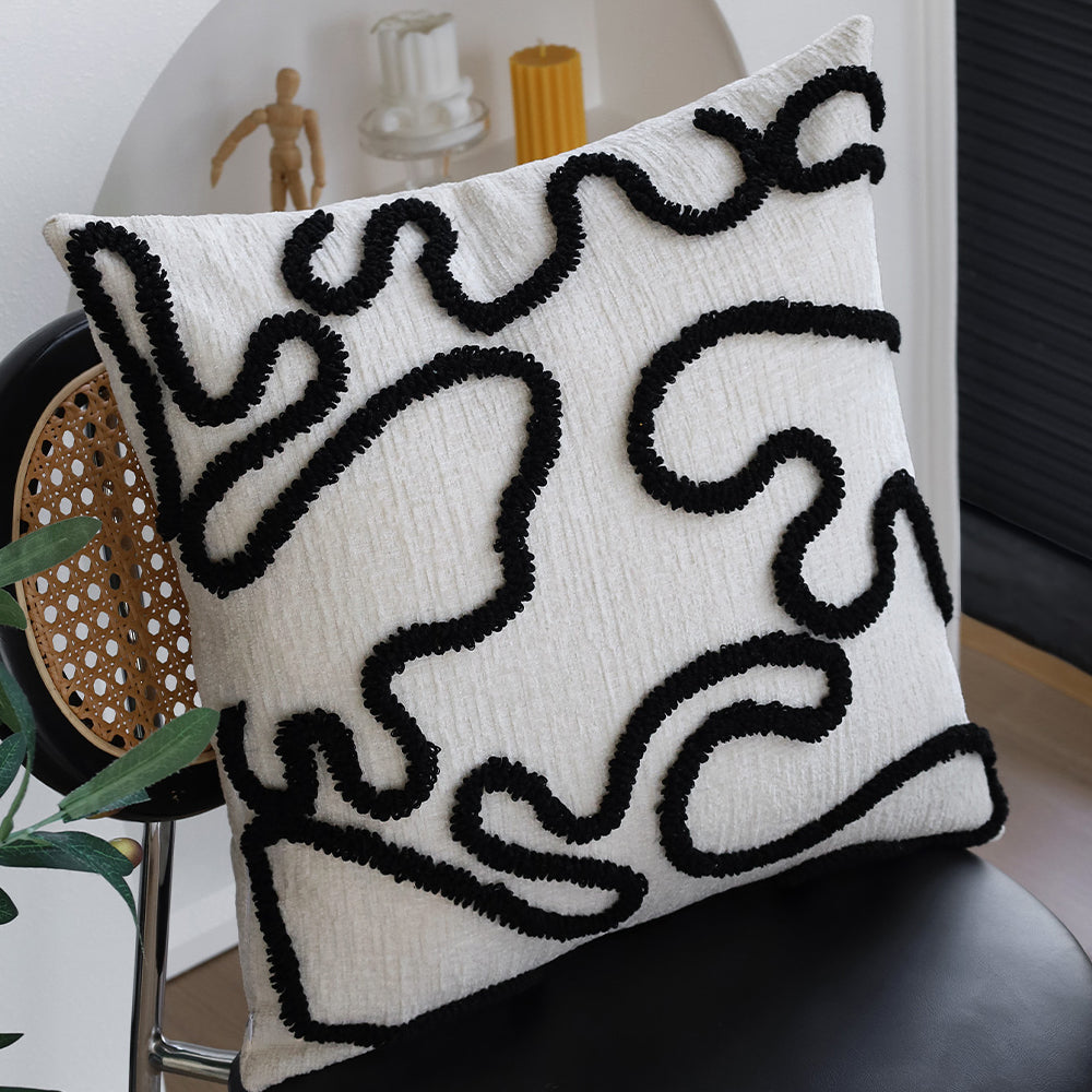 18"x 18" Square Throw Pillow Textured Chenille Boho size of 20"x20" Insert as optional