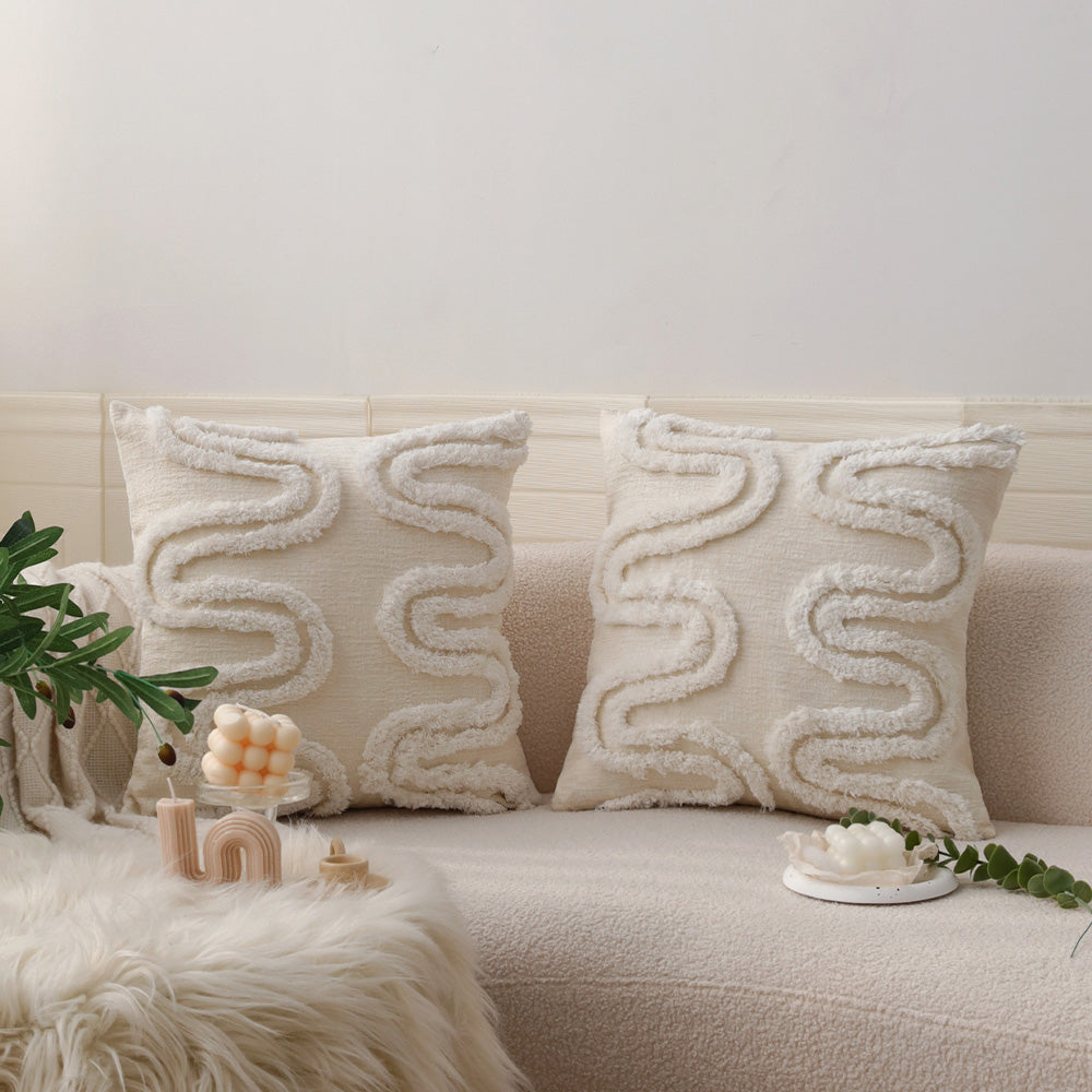 18"x 18" Square Throw Pillow Textured Chenille Boho size of 20"x20" Insert as optional