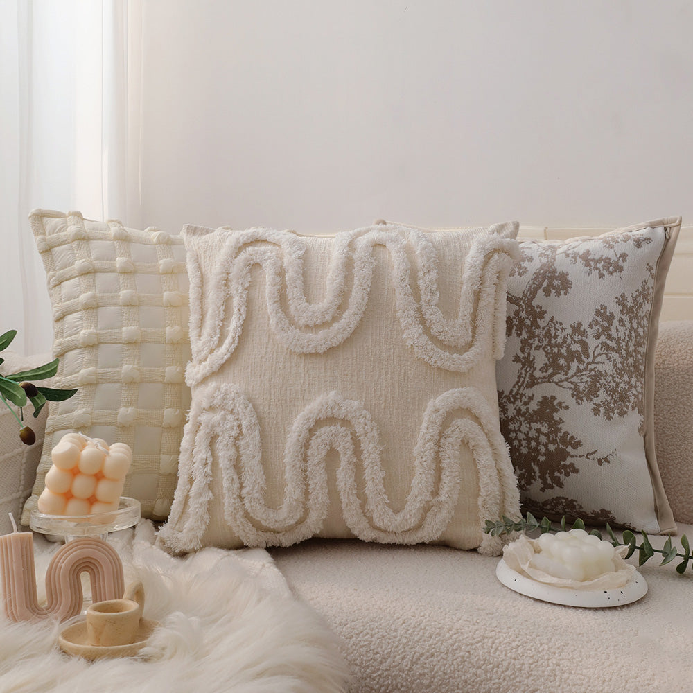 18"x 18" Square Throw Pillow Textured Chenille Boho size of 20"x20" Insert as optional