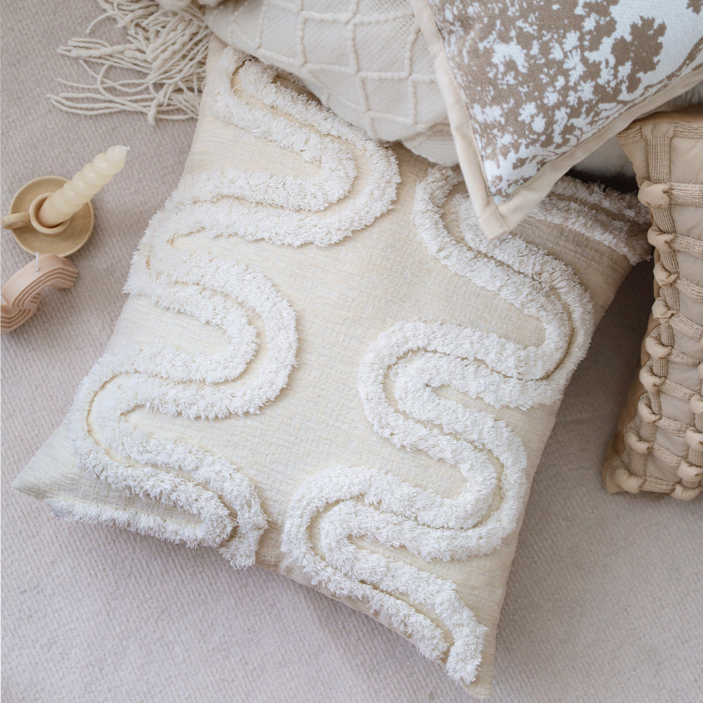 18"x 18" Square Throw Pillow Textured Chenille Boho size of 20"x20" Insert as optional