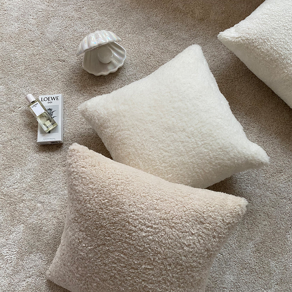 Set of 2 Teddy Faux Fluffy Solid Color Throw Pillows covers With Inserts as optional size 18"x18"