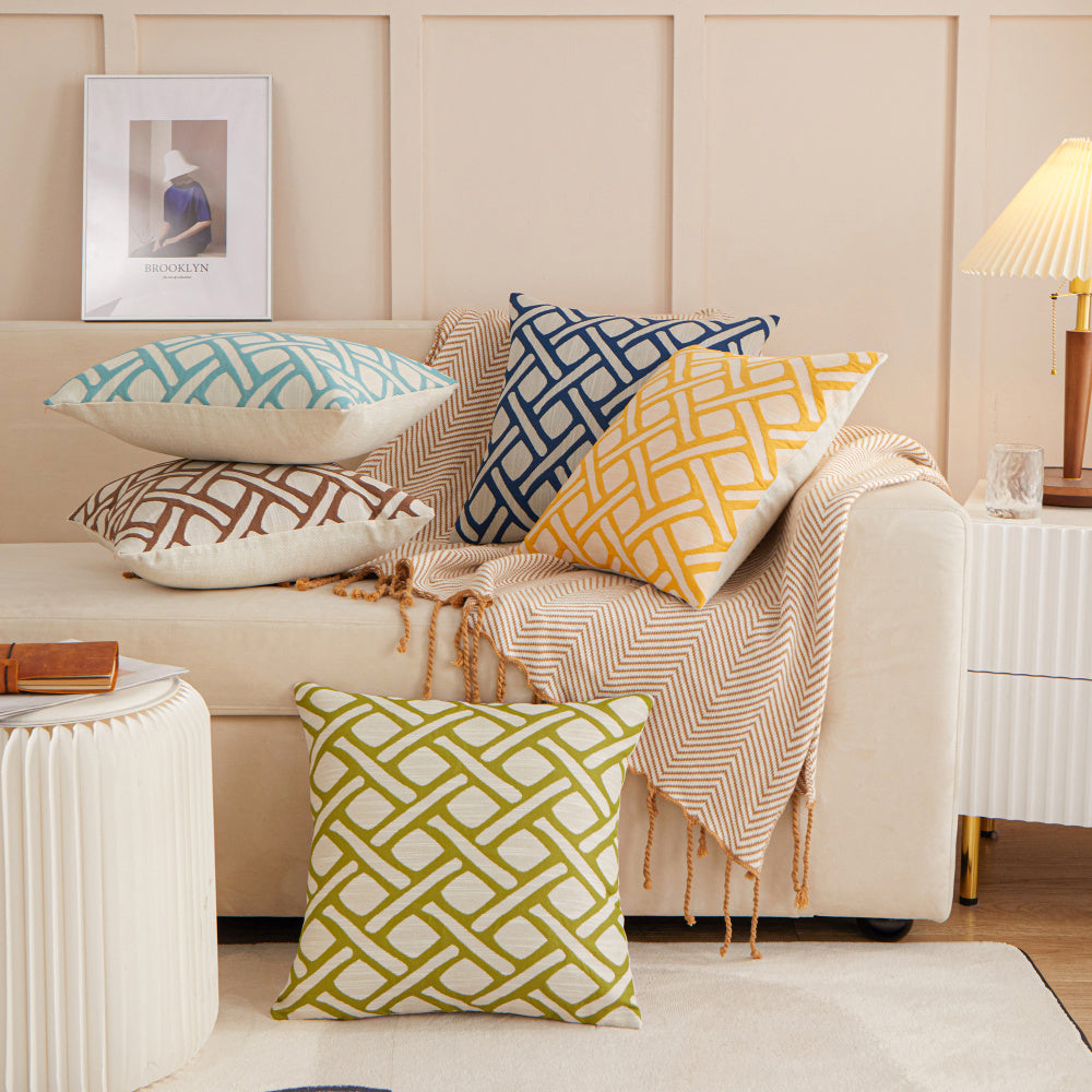 Geometric Links Accent Decorative Pillow (With/Without Inserts) 18"x18" Set of 2
