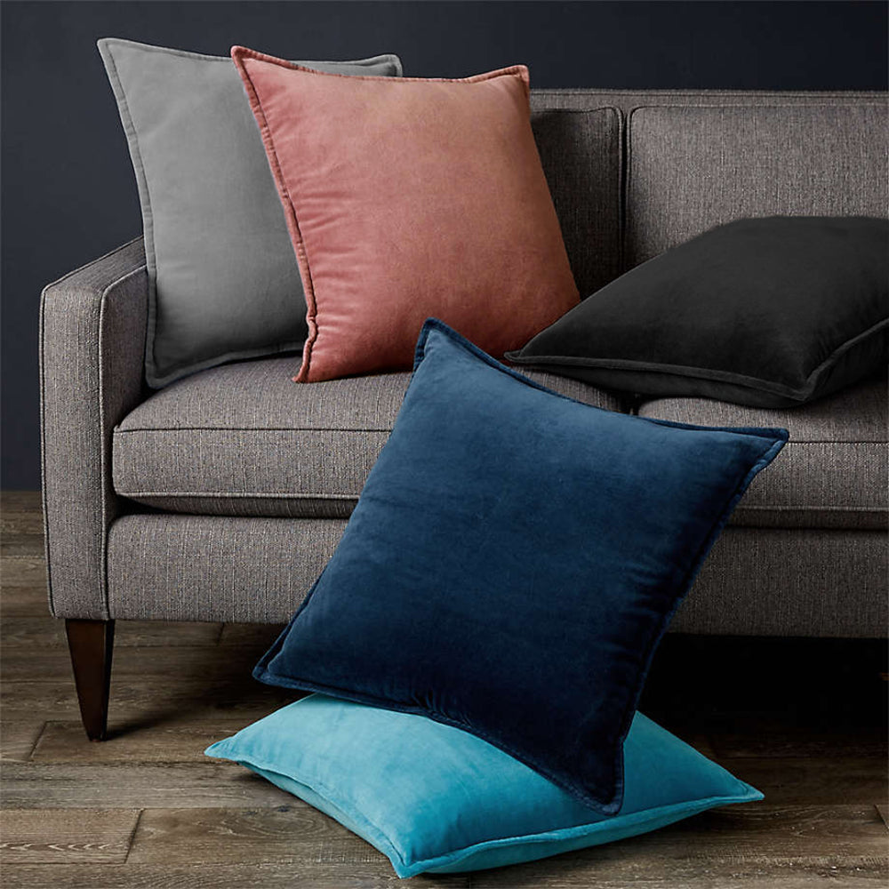 Square Cotton Velvet Pillow (With/Without Inserts) 20x20 inches, pack of 2 throw pillows