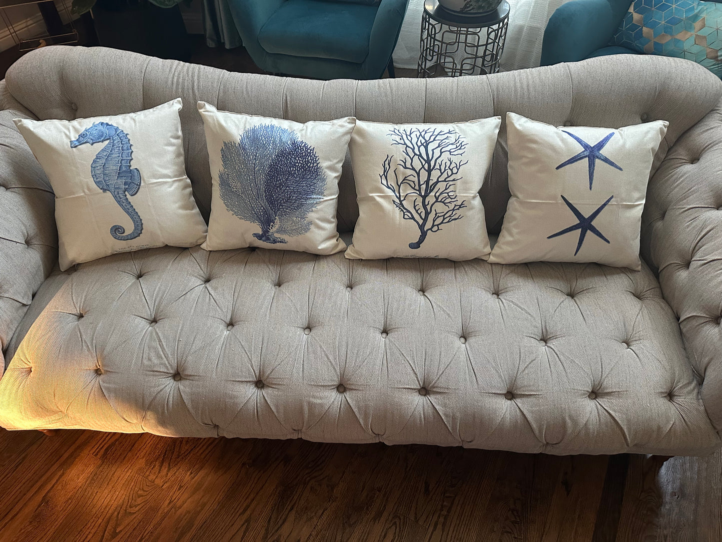 Square Cloth Pillow Covers with Ocean themes pack of 18"x18"(With or Without Inserts)