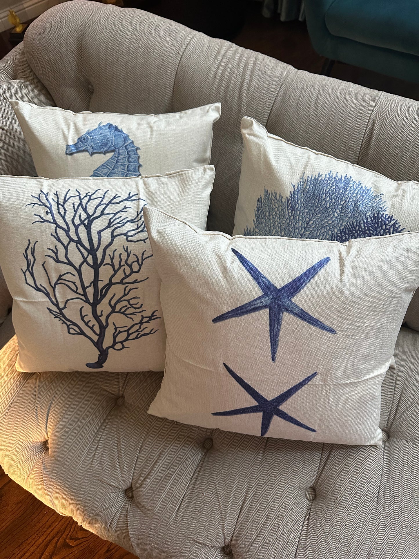 Square Cloth Pillow Covers with Ocean themes pack of 18"x18"(With or Without Inserts)