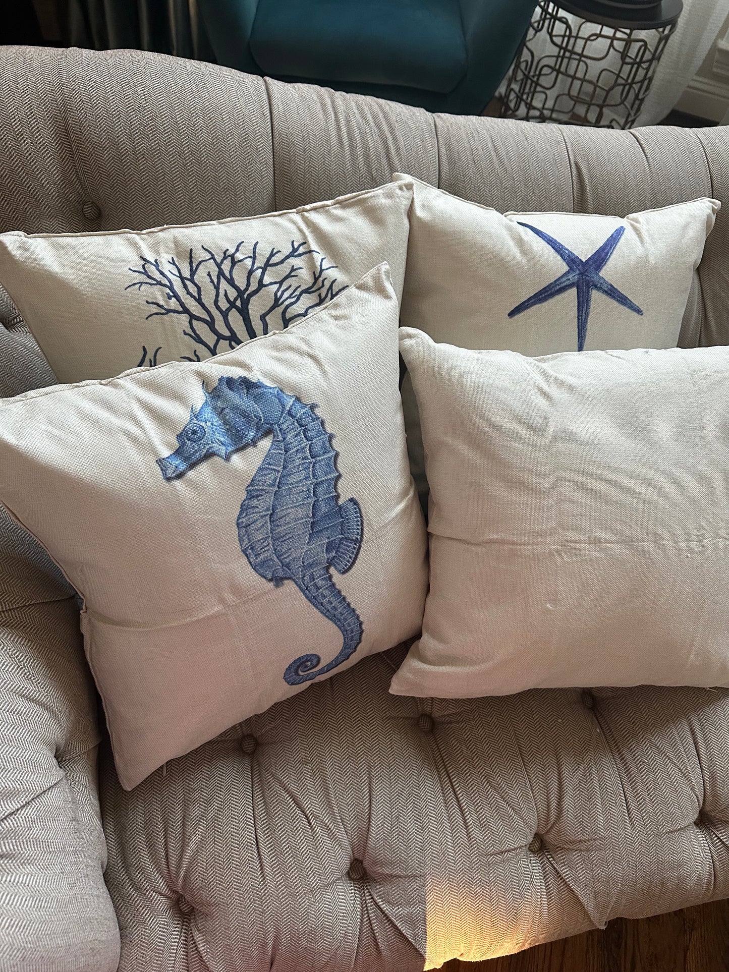 Square Cloth Pillow Covers with Ocean themes pack of 18"x18"(With or Without Inserts)