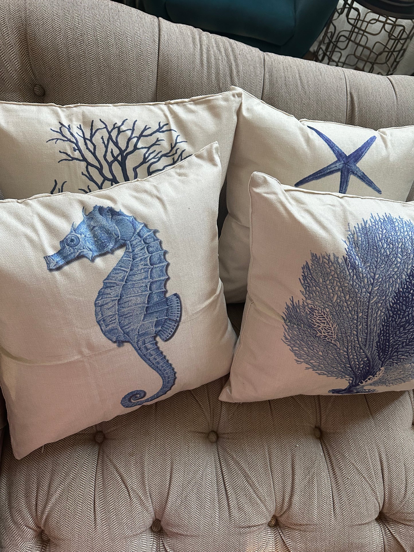 Square Cloth Pillow Covers with Ocean themes pack of 18"x18"(With or Without Inserts)