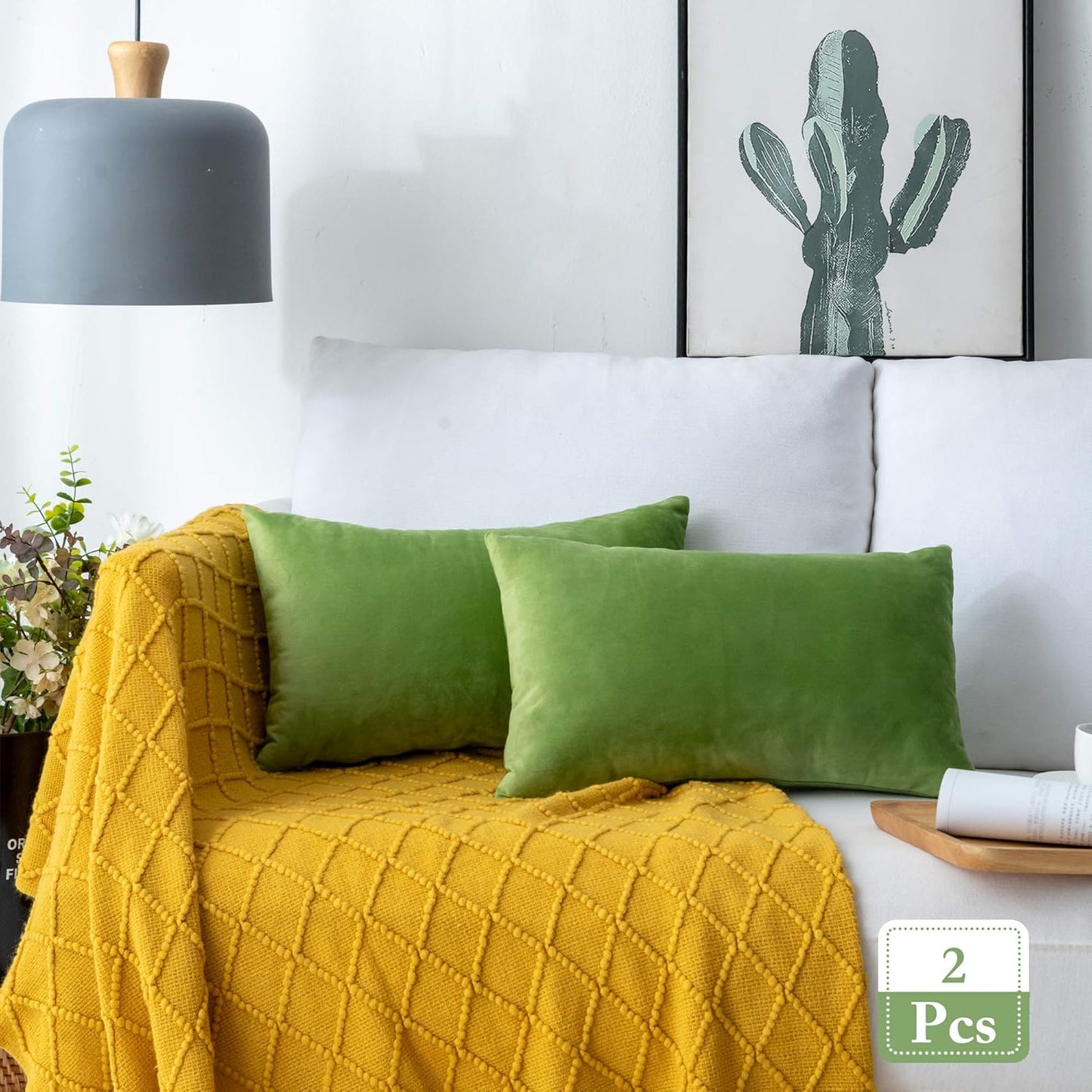 Set of 2 Velvet Throw Pillow, Decorative Pillowcases Solid Colors (With/Without Inserts) 4 sizes to choose from