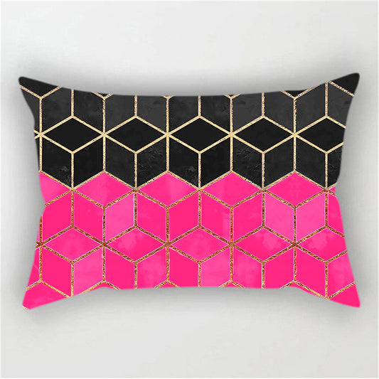 2pc New Geometric Pattern Double sided Polyester Blend Lumbar Pillow (With/ Without Insert) reversible