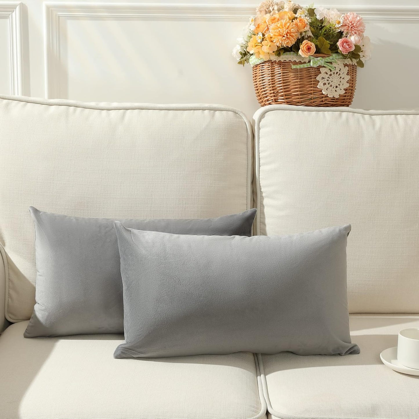Set of 2 Velvet Throw Pillow, Decorative Pillowcases Solid Colors (With/Without Inserts) 4 sizes to choose from