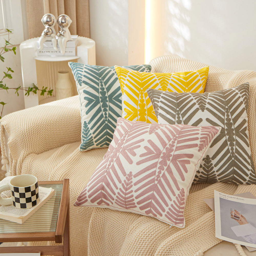 Textured Cotton Blend Square Throw Pillows (With/Without Insert) size 18"x18" set of 2