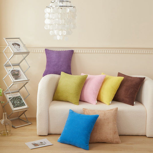 Set of 2 Stripe Throw Pillow (With/Without 450g Inserts) 7 colors options size 18"x18"