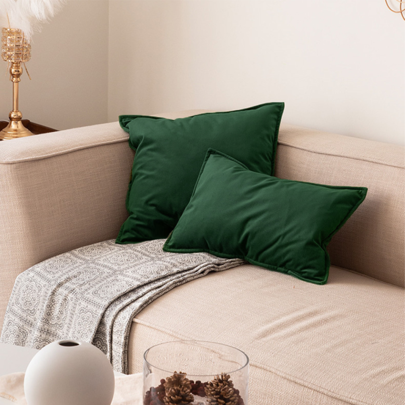 Square Cotton Velvet Pillow (With/Without Inserts) 20x20 inches, pack of 2 throw pillows