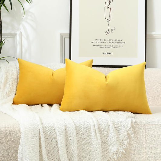 12"x20" luxury velvet lumbar support throw pillow | 7 vibrant colors |330g insert included