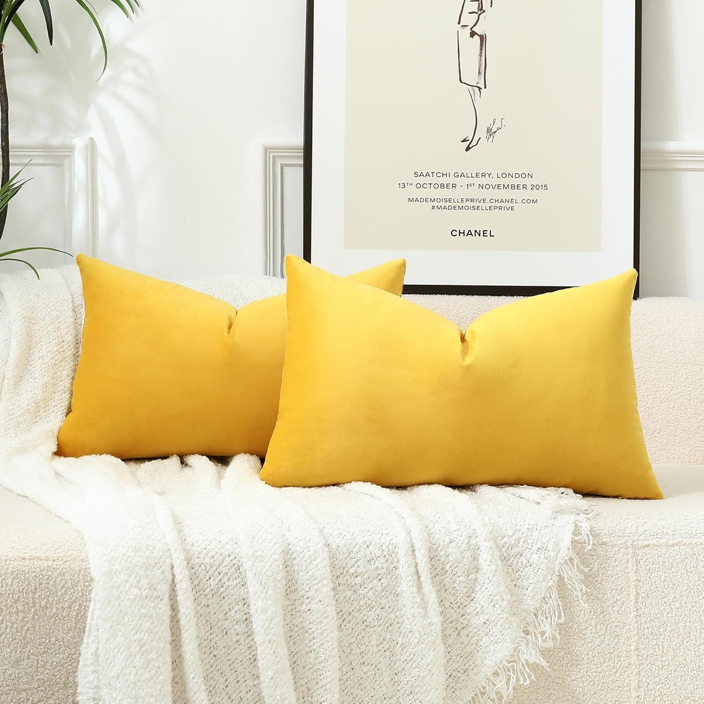 Set of 2 Velvet Throw Pillow, Decorative Pillowcases Solid Colors (With/Without Inserts) 4 sizes to choose from