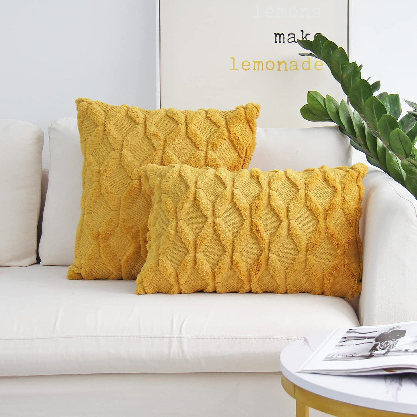 One 18"x18" with a matching color of one 12"x20" Square and rectangle combo set throw pillow covers with inserts