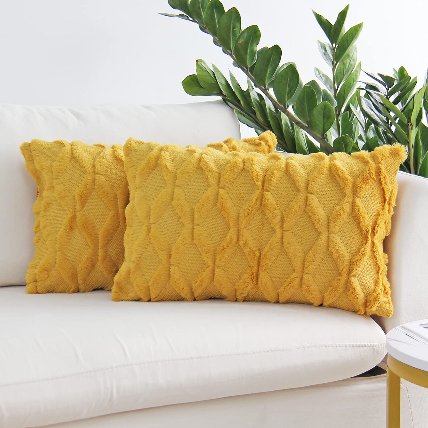Rectangular Lumbar Plush Throw Pillow (With/Without Inserts) 12x12 inches, packs of 2