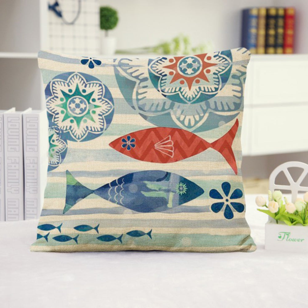 Square Cloth Pillow Covers with Ocean themes pack of 18"x18"(With or Without Inserts)