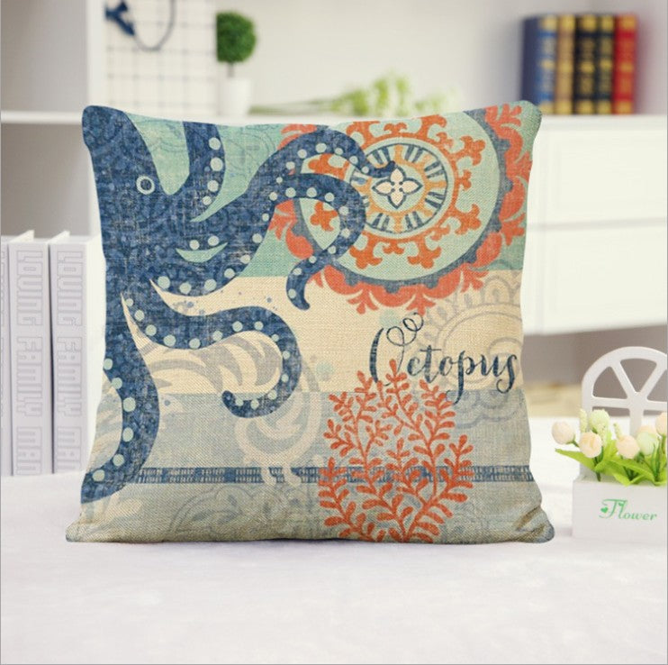 Square Cloth Pillow Covers with Ocean themes pack of 18"x18"(With or Without Inserts)