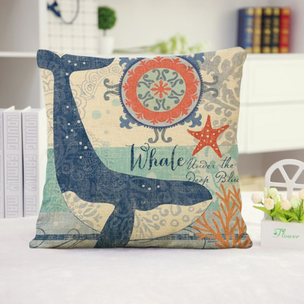 Square Cloth Pillow Covers with Ocean themes pack of 18"x18"(With or Without Inserts)