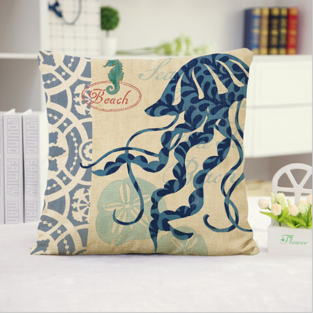 Square Cloth Pillow Covers with Ocean themes pack of 18"x18"(With or Without Inserts)