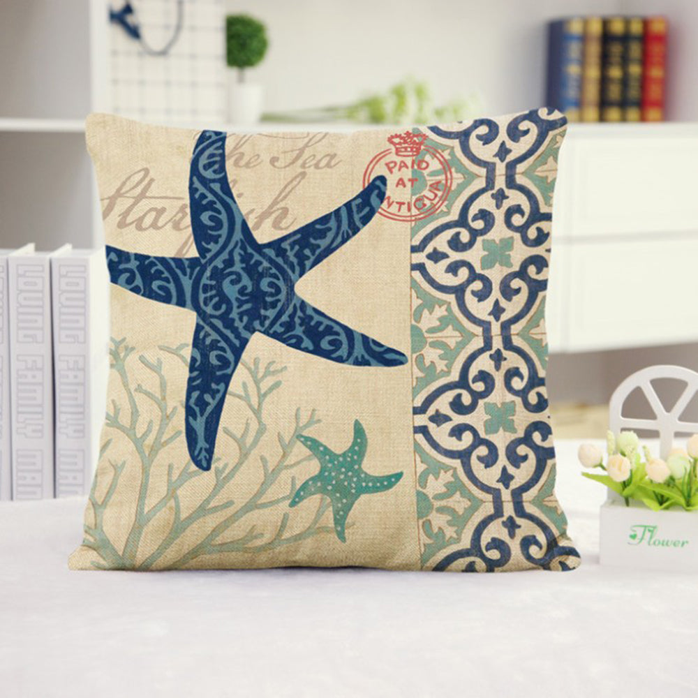 Square Cloth Pillow Covers with Ocean themes pack of 18"x18"(With or Without Inserts)
