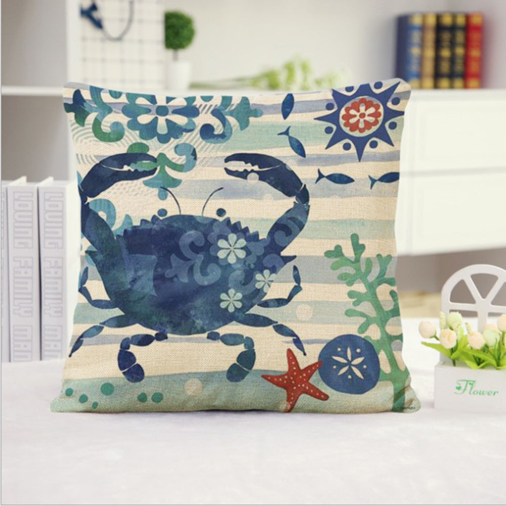 Square Cloth Pillow Covers with Ocean themes pack of 18"x18"(With or Without Inserts)