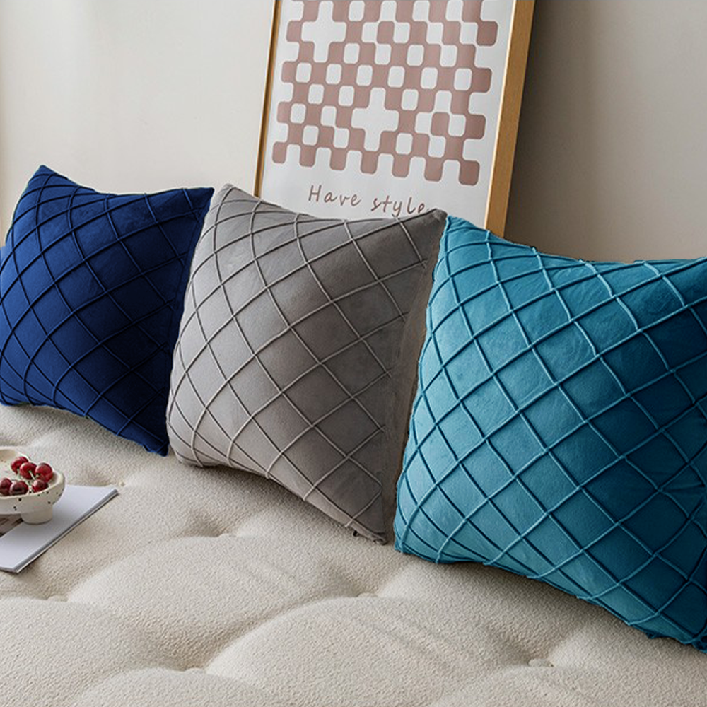 18''x18'' quilted velvet throw pillow | 6 colors soft & stylish diamond stitch design | modern couch & bedroom accent| insert included