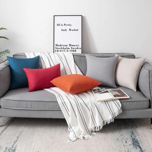 Set of 2 Solid Color Outdoor Waterproof Throw Pillow (With or Without Inserts) size 12"x20" or 18"x18"