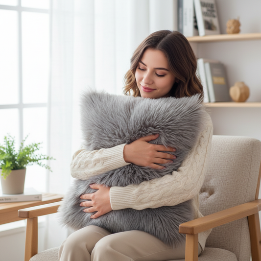 Luxury Faux Fur Throw Pillow | 6 Bold & Neutral Colors | Insert Included 3 sizes