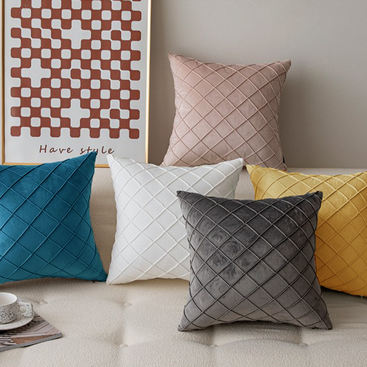 Square Velvet Solid Plain Pillow (With/Without Inserts)20x20 inches, pack of 2 throw pillows